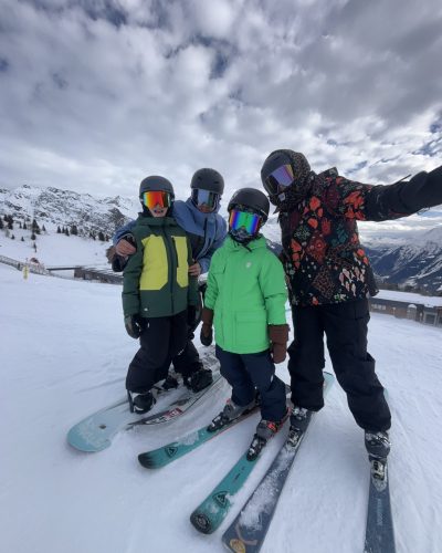 family skiing